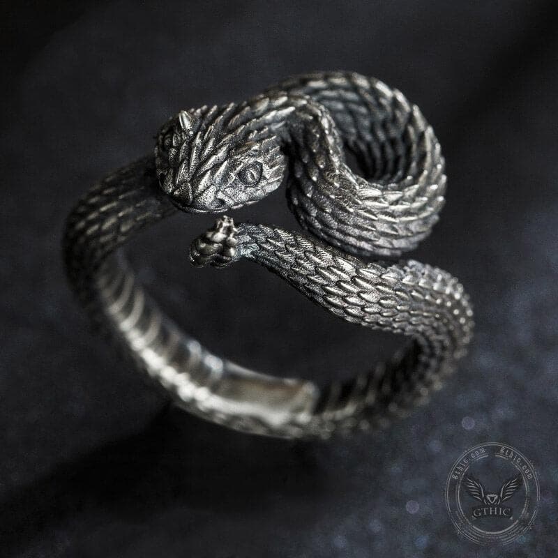 Vivid Cerastes Snake Sterling Silver Ring | Gthic.com