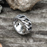 Weave Pattern Stainless Steel Ring 01 Silver | Gthic.com