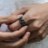Weave Pattern Stainless Steel Ring 02 | Gthic.com