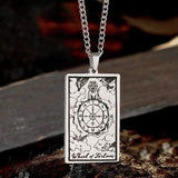 Wheel of Fortune Tarot Card Stainless Steel Necklace | Gthic.com