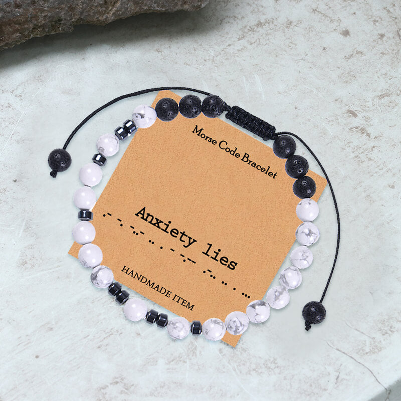 White Turquoise Morse Code Braided Bracelet | Gthic.com