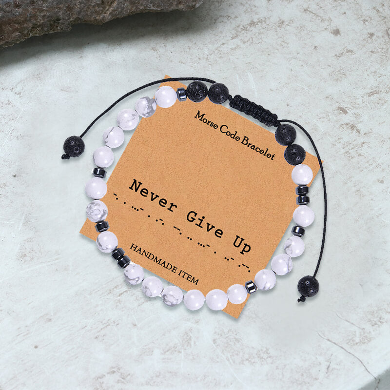 White Turquoise Morse Code Braided Bracelet | Gthic.com