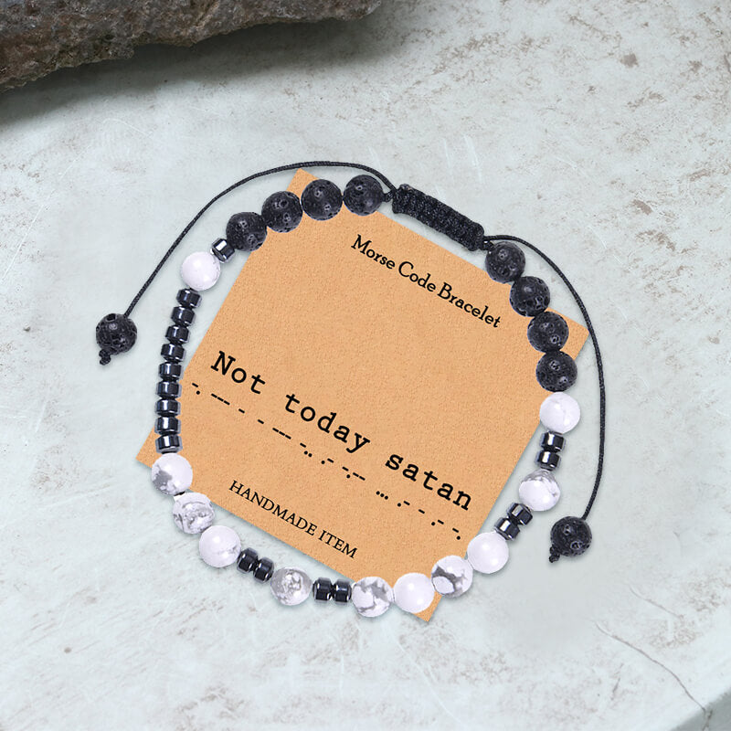 White Turquoise Morse Code Braided Bracelet | Gthic.com