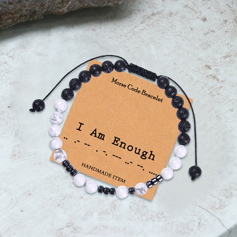 White Turquoise Morse Code Braided Bracelet | Gthic.com