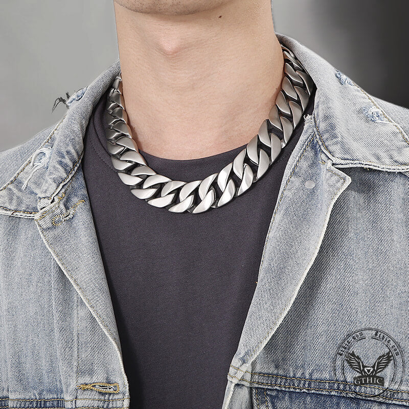 Wide Stainless Steel Cuban Link Necklace | Gthic.com