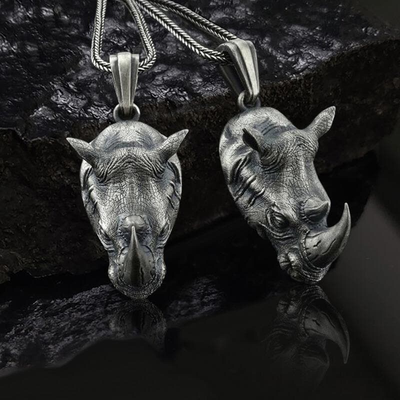 Wild Rhinoceros Pure Tin Necklace | Gthic.com