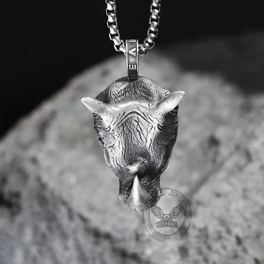 Wild Rhinoceros Pure Tin Necklace | Gthic.com