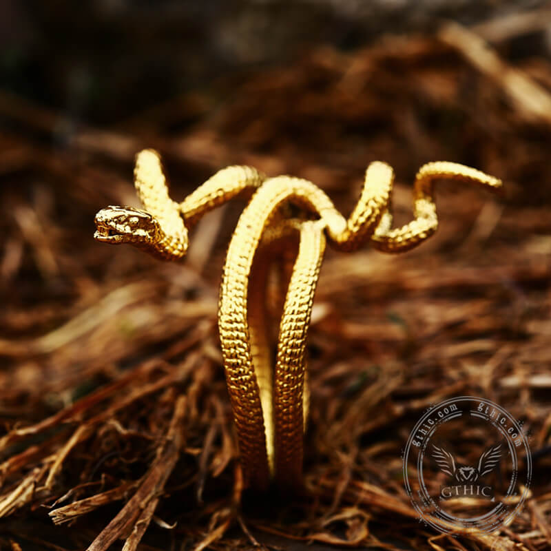 Wild Snake Stainless Steel Animal Ring gold| Gthic.com