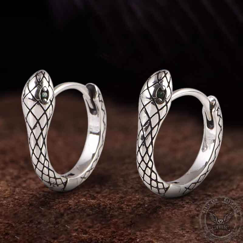 Wild Snake Sterling Silver Hoop Earrings  Gthic.com