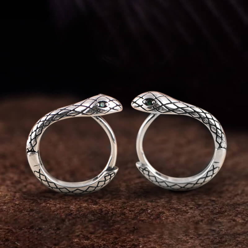 Wild Snake Sterling Silver Hoop Earrings  Gthic.com