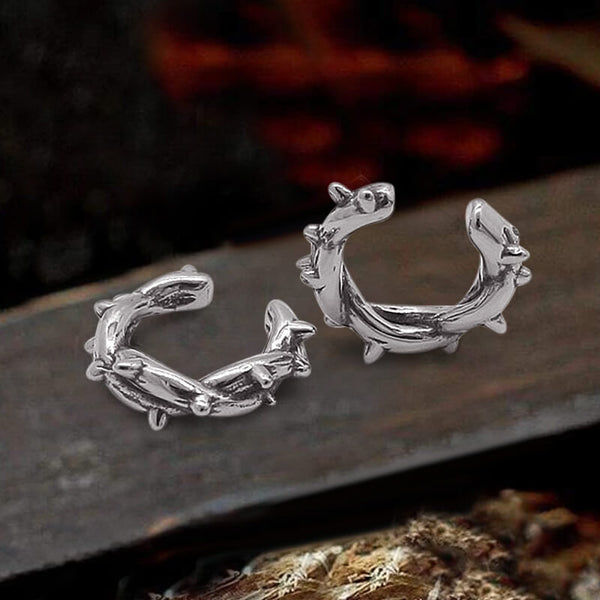 Winding Thorns Stainless Steel Ear Clips01 | Gthic.com