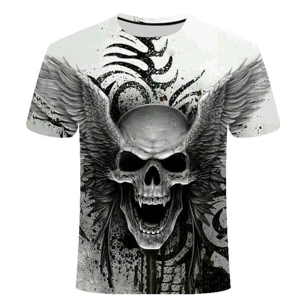 Winged Skull Polyester  T-shirt 01| Gthic.com