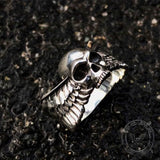 Winged Skull Sterling Silver Ring 03 | Gthic.com