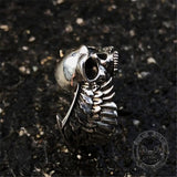 Winged Skull Sterling Silver Ring 04 | Gthic.com