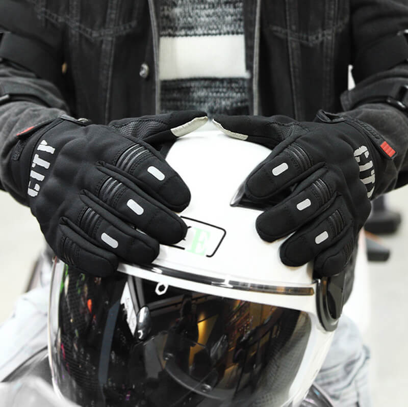 Winter Fleece Nylon Biker Gloves