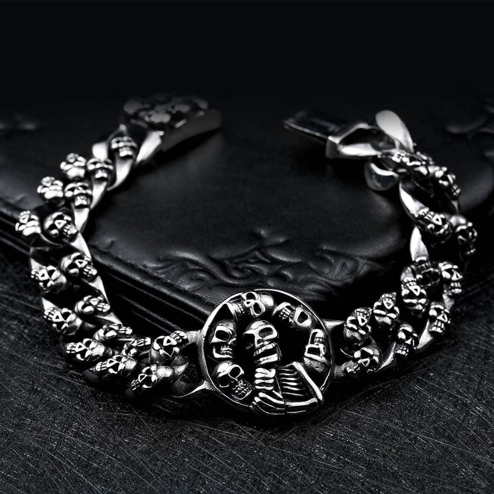 Wisdom Stainless Steel Skull Bracelet – GTHIC - Main Image
