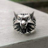 Witcher Wolf Head Sterling Silver Animal Ring | Gthic.com