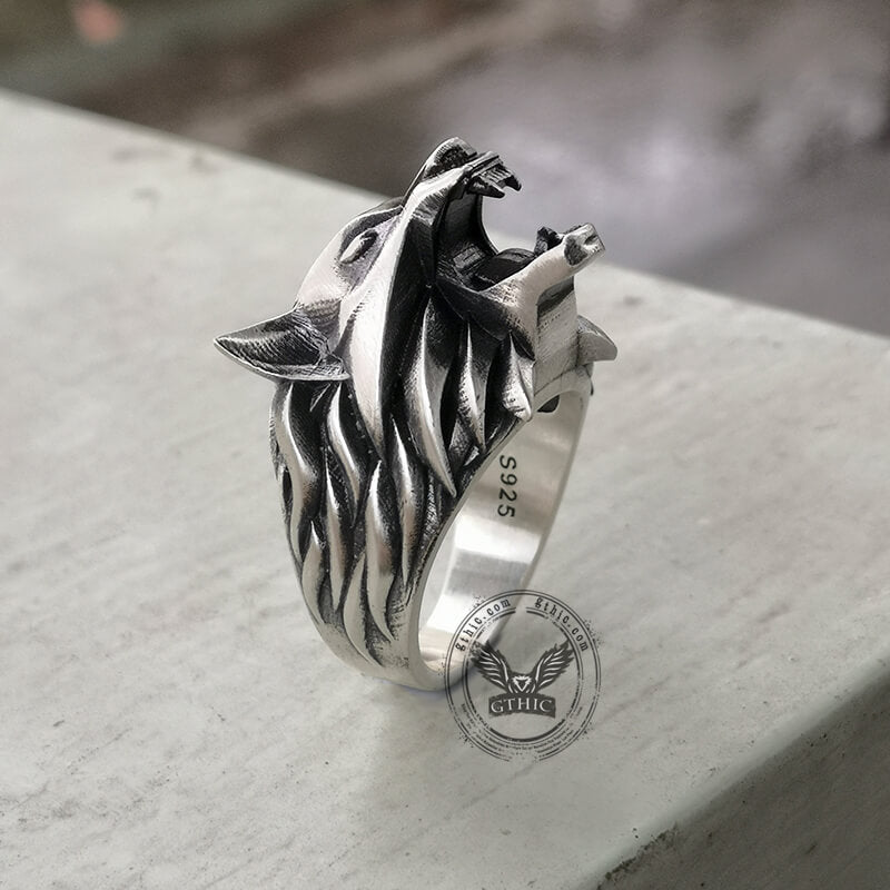 Witcher Wolf Head Sterling Silver Animal Ring | Gthic.com