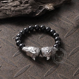 Wolf Glass Stone Stainless Steel Bracelet