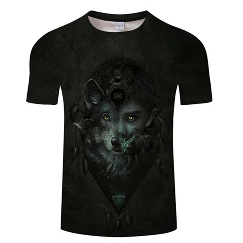 Wolf Head Dreamcatcher Polyester T-shirt | Gthic.com
