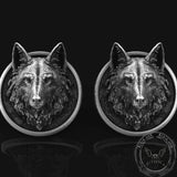Wolf Head Fixed Backing Cufflinks 02 | Gthic.com