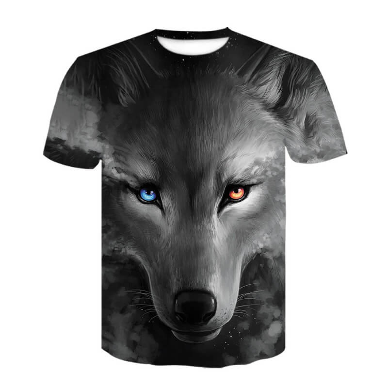 Wolf Head Polyester Animal T-Shirt