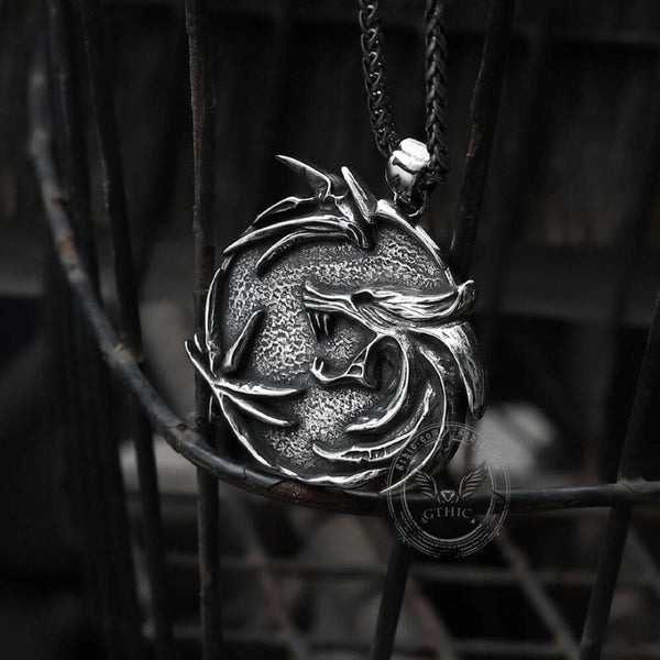 The Witcher Medallions Stainless Steel Wolf Pendant 02 | Gthic.com