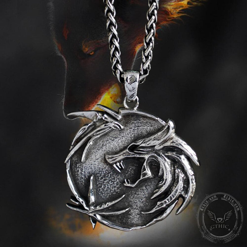 The Witcher Medallions Stainless Steel Wolf Pendant 04 | Gthic.com