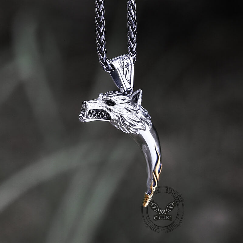 Wolf Tooth Stainless Steel Amulet Pendant | Gthic.com