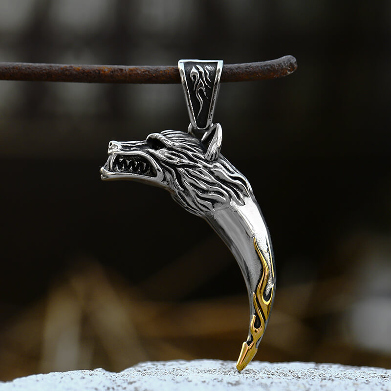 WithLoveSilver Sterling Silver Celtic Wolf Tooth Pendant - .925 Silver, 8.22g, Double Sided Design
