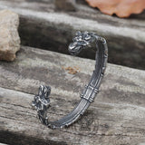 Wolf Torc Stainless Steel Viking Bracelet 03 | Gthic.com
