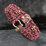 Woven Alloy Skull Paracord Bracelet | Gthic.com
