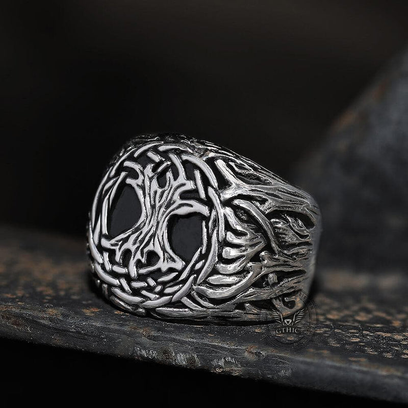Yggdrasil 316L Stainless Steel Viking Ring 02 | Gthic.com