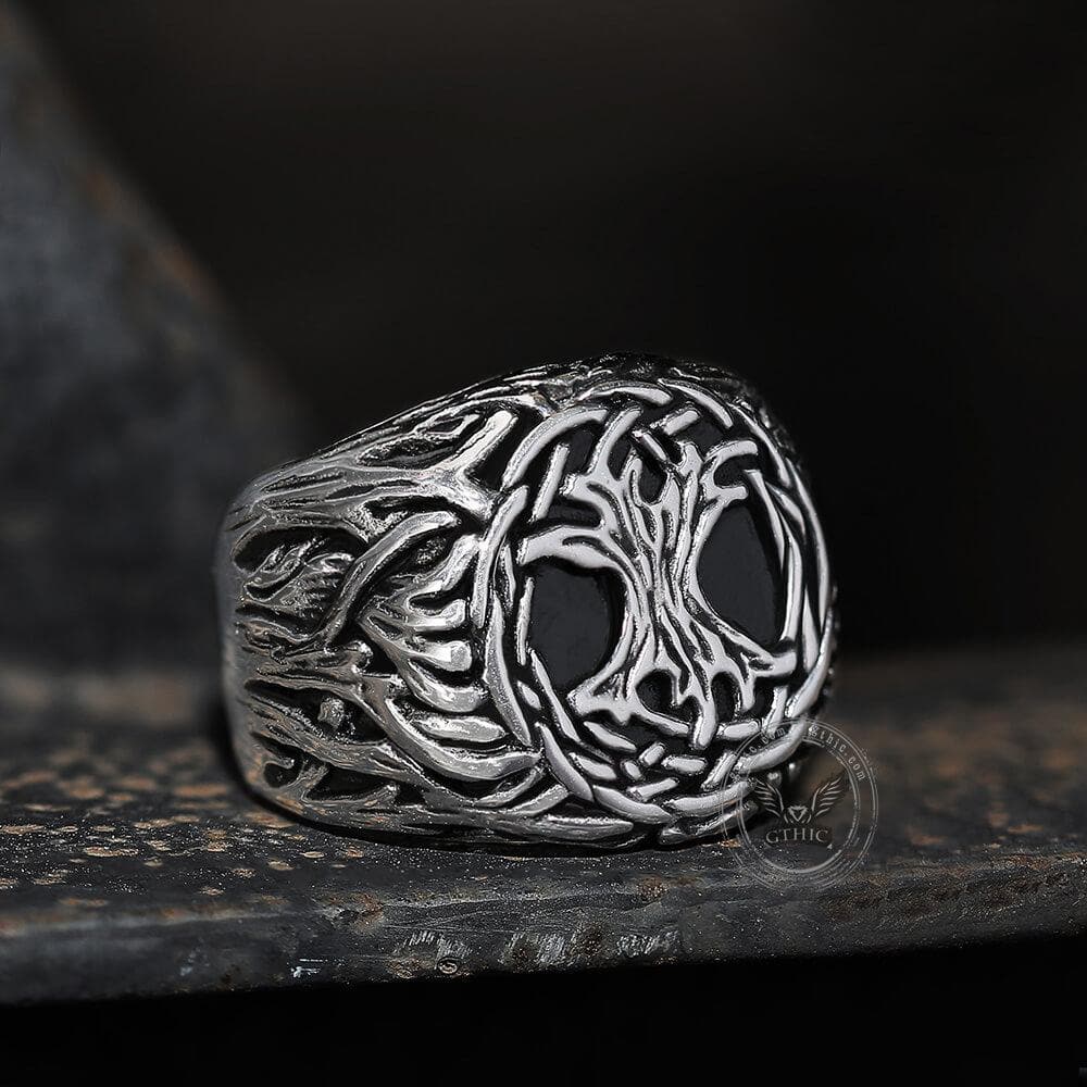 Yggdrasil 316L Stainless Steel Viking Ring 03 | Gthic.com