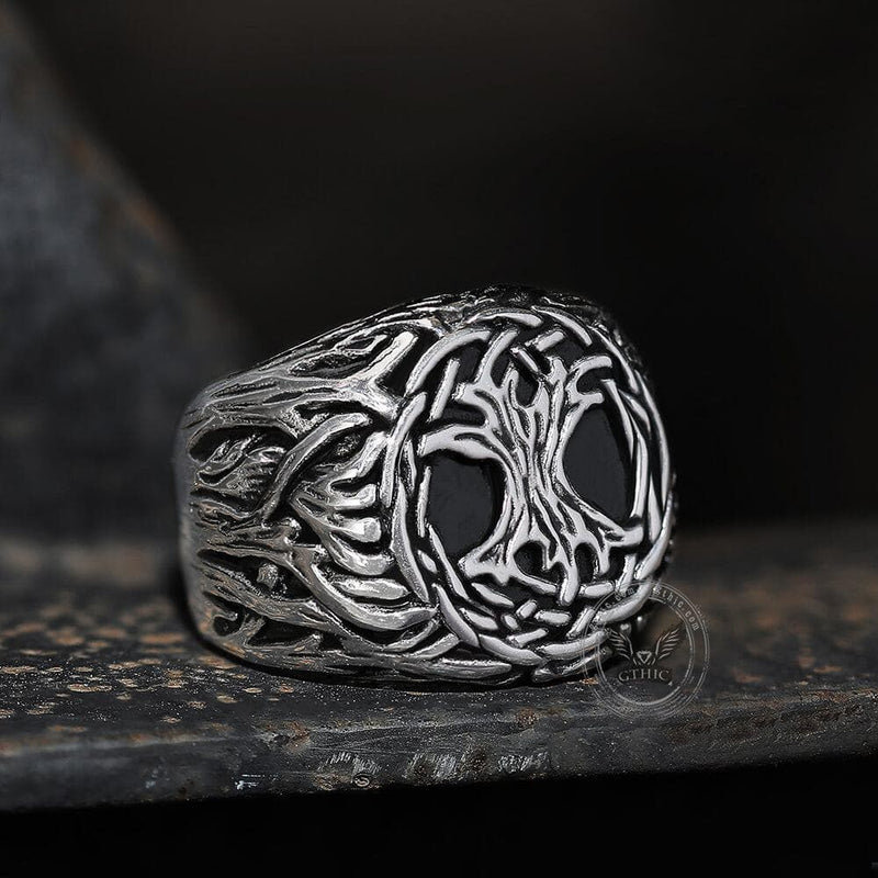 Yggdrasil 316L Stainless Steel Viking Ring 03 | Gthic.com