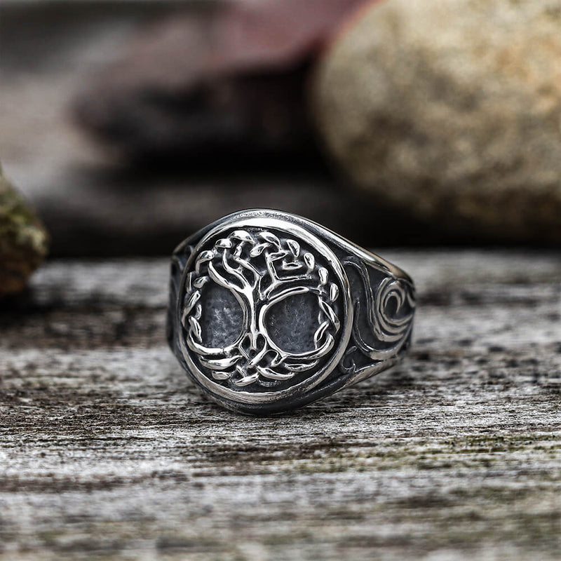 GTHIC Roestvrij stalen ring met Viking-stempel, levensboom, voor mannen GTHIC Roestvrij stalen ring met Viking-stempel, levensboom, voor mannen