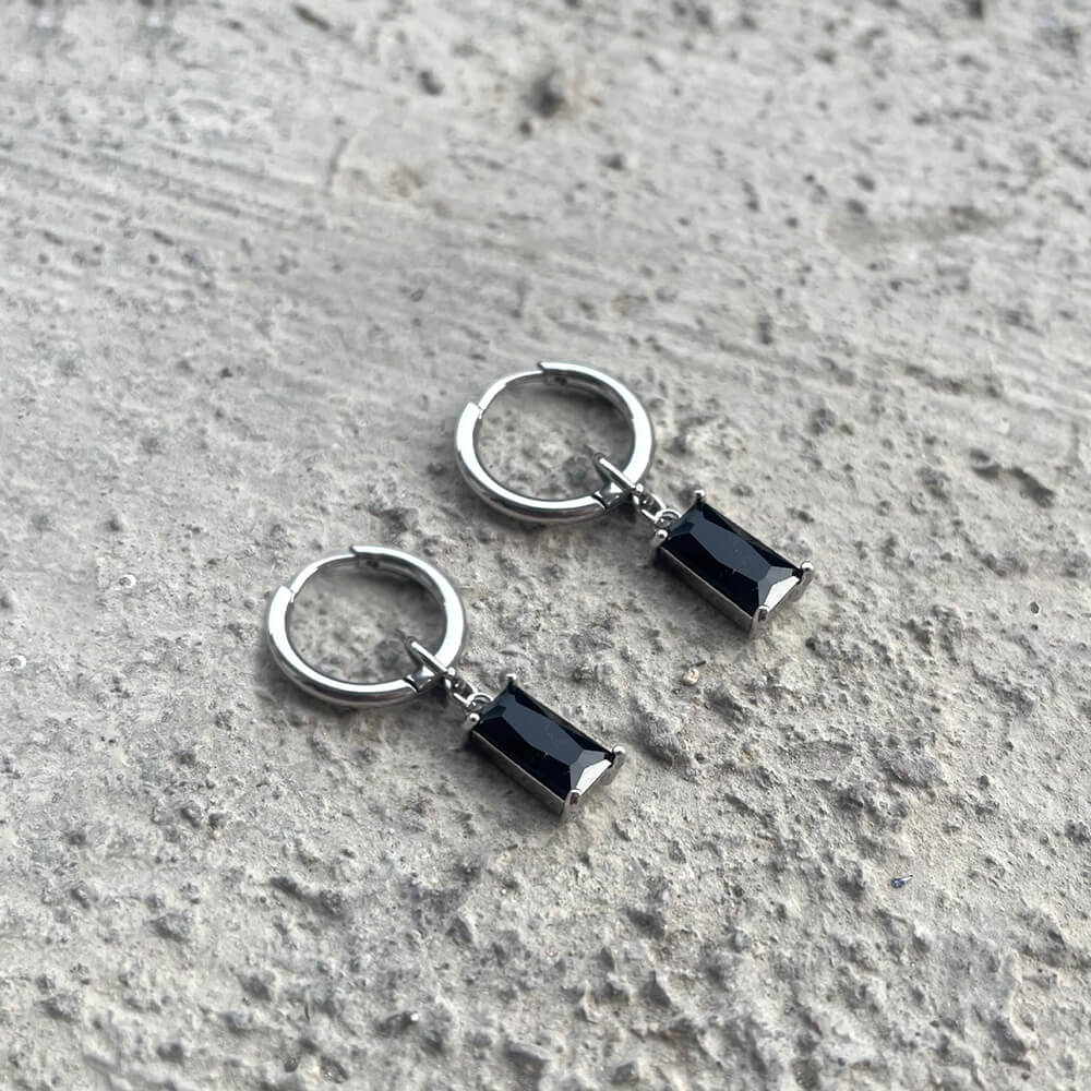 Zircon Cross Stainless Steel Drop Earrings 06 | Gthic.com