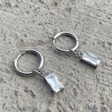 Zircon Cross Stainless Steel Drop Earrings 04 | Gthic.com
