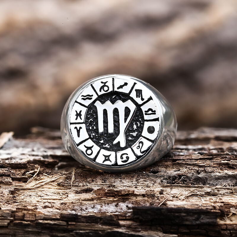 Zodiac Signs Symbol Stainless Steel Ring | Gthic.com