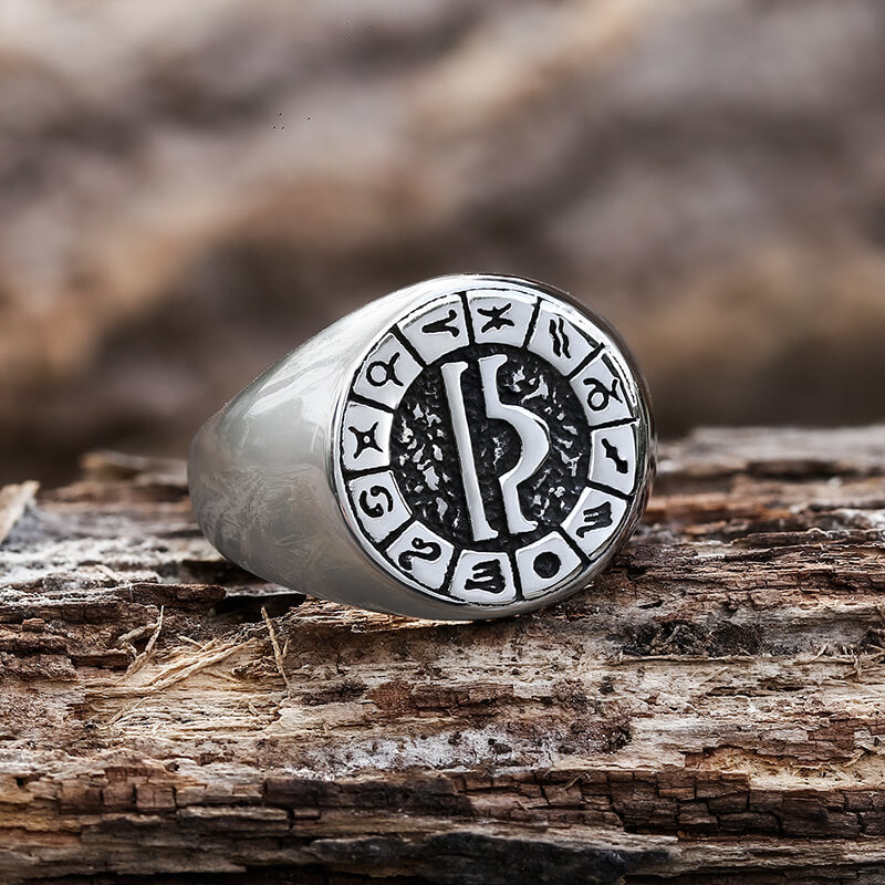 Zodiac Signs Symbol Stainless Steel Ring | Gthic.com