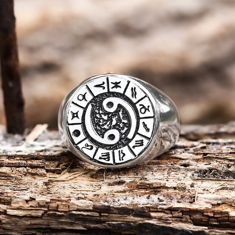 Zodiac Signs Symbol Stainless Steel Ring | Gthic.com
