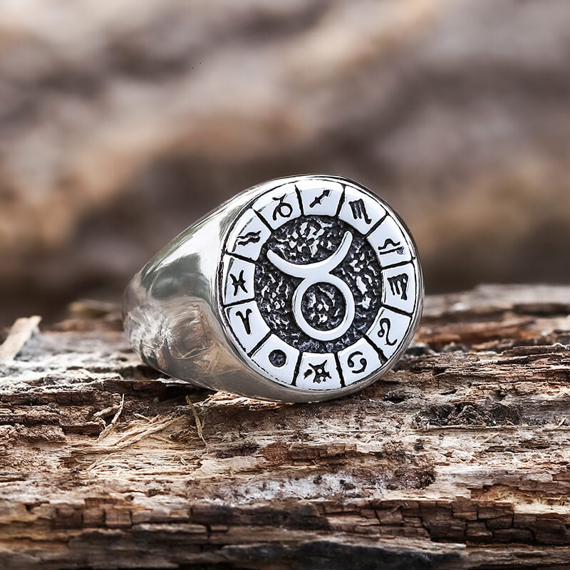 Zodiac Signs Symbol Stainless Steel Ring | Gthic.com